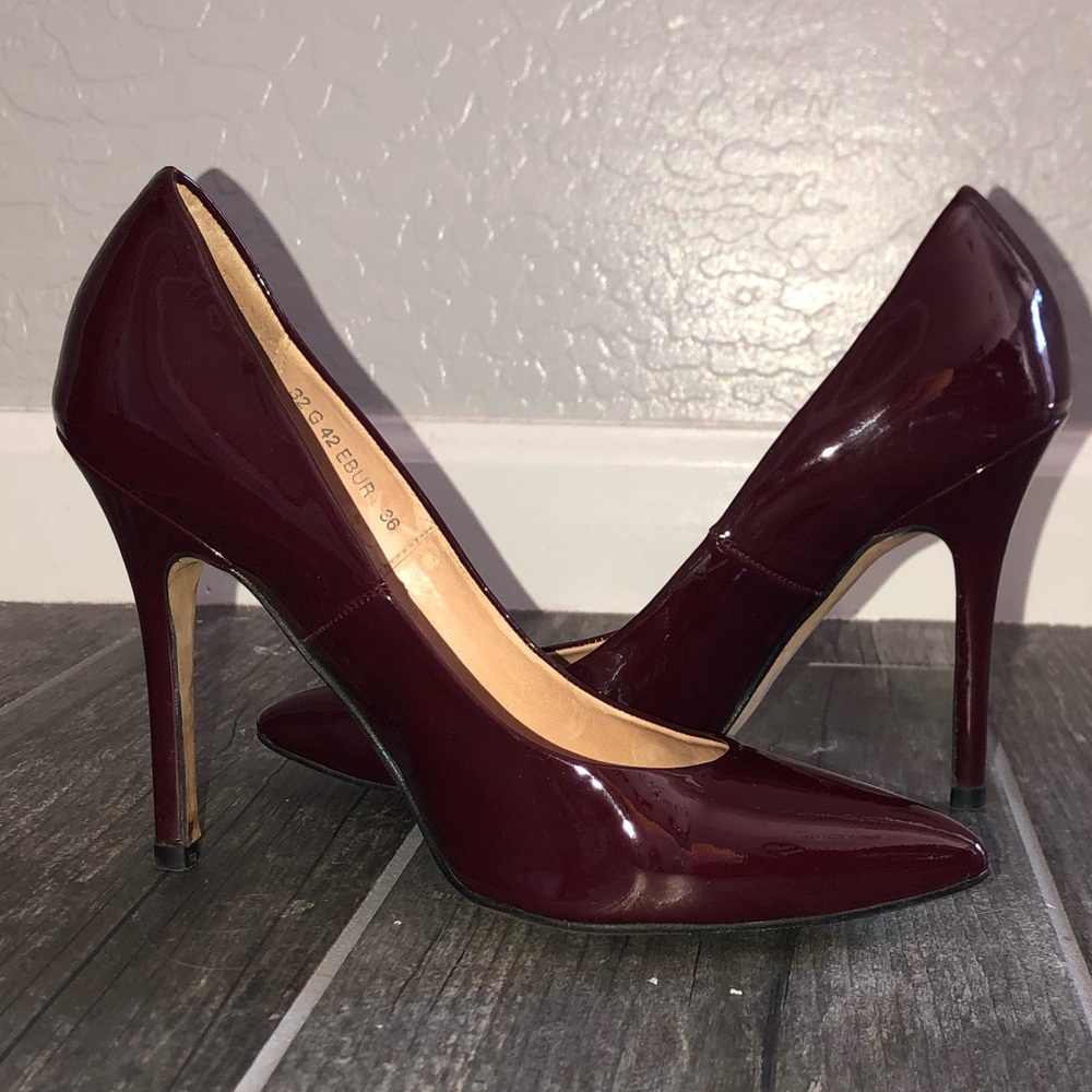 Topshop Burgundy Patent Leather Heels